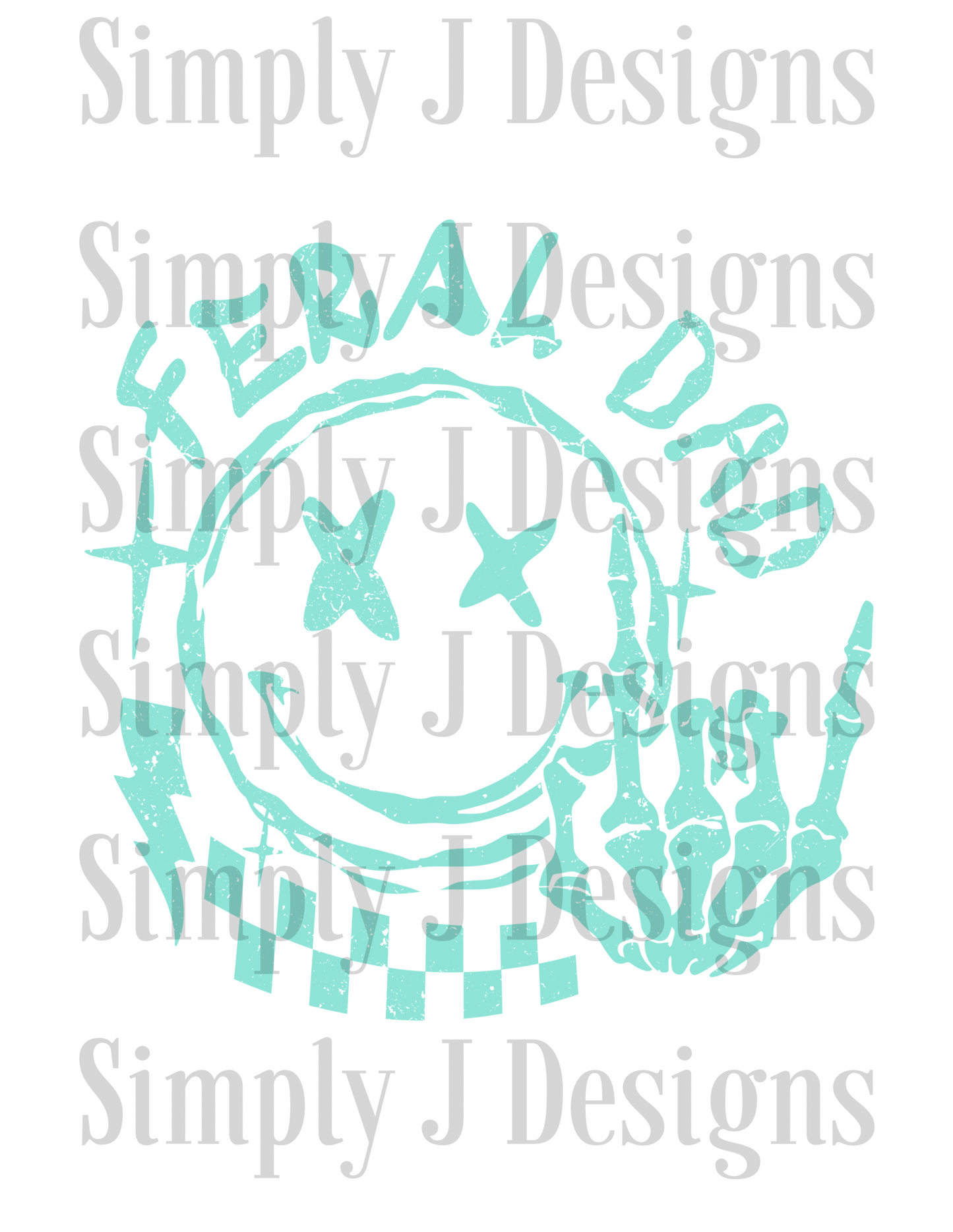 Single DTF Print - F104 (teal distressed)